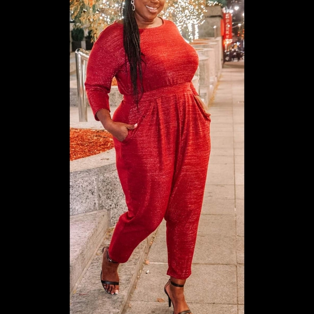Red Shimmer Jumpsuit